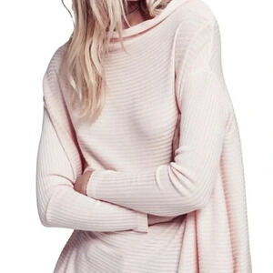 Free People Ribbed Cowl Neck Keyhole Back Top Size XS